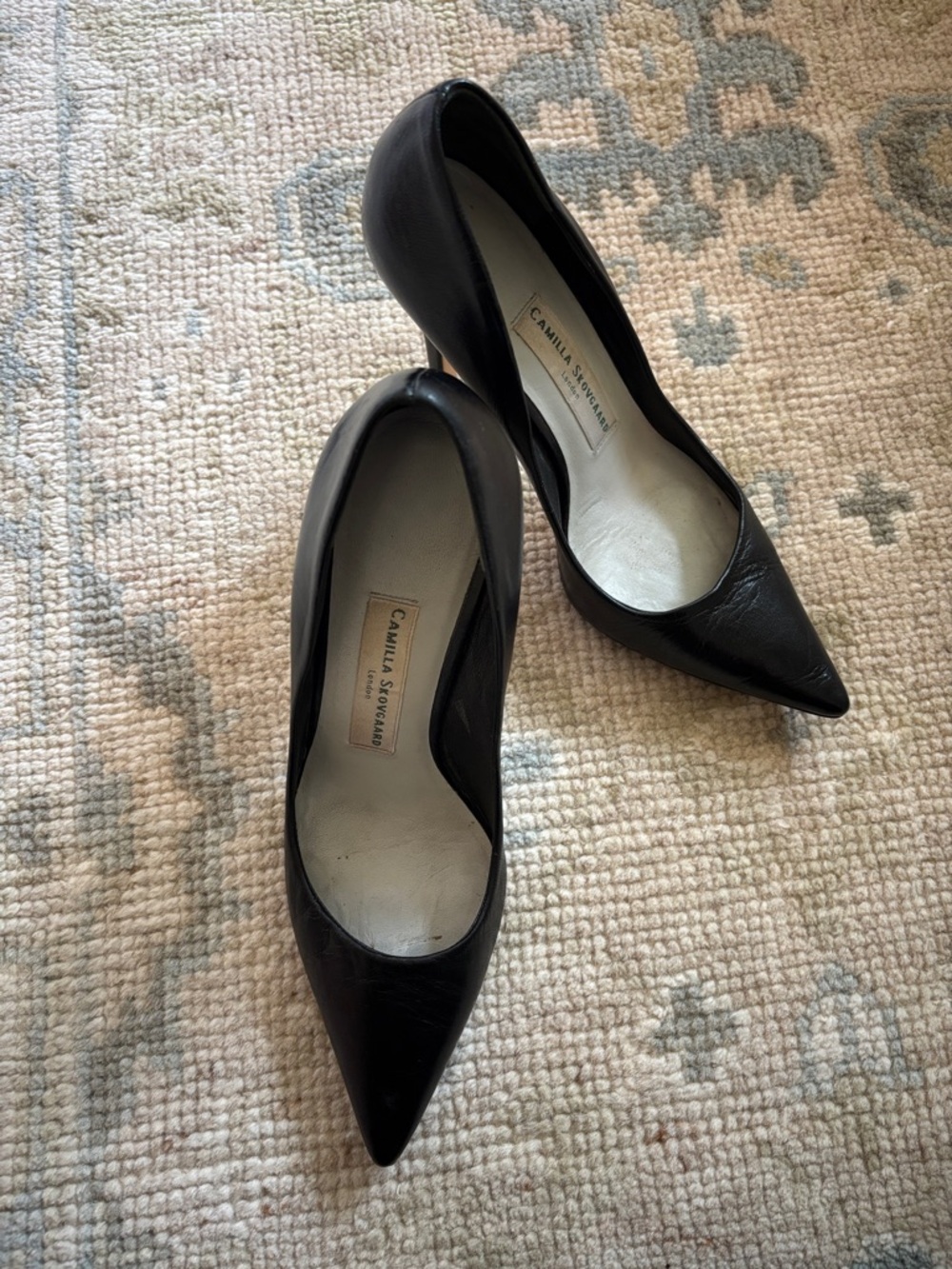 Camilla Skovgaard Black Pointed-Toe Leather Pumps